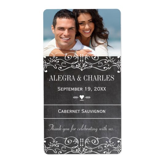 Chalkboard Wedding Wine Label Shipping Label