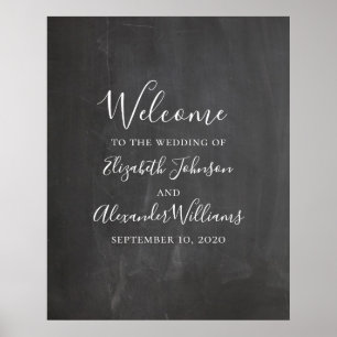 Chalkboard welcome sign print. Modern grey wedding