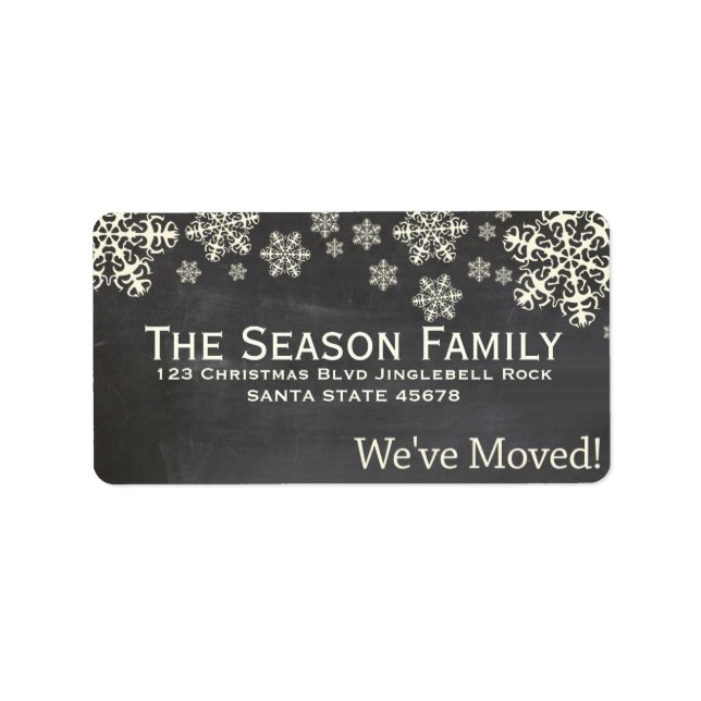 chalkboard "we've moved" Christmas label (Front)