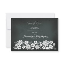 Chalkboard White Flowers Vintage Thank You
