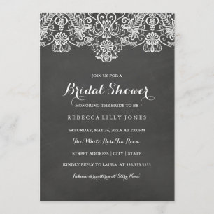 Chalkboard & White Lace   Bridal Shower Invitation