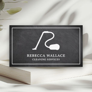 Chalkboard White Vacuum Cleaner Cleaning Services Business Card