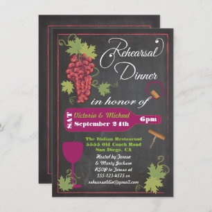 Chalkboard Wine Rehearsal Dinner Invitations