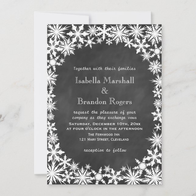 Chalkboard Winter Lace Wedding Invitation (Front)