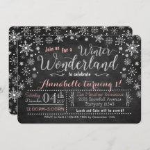 Chalkboard Winter Wonderland Birthday Invitation