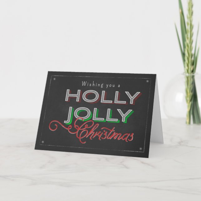 Chalkboard Wishing you a Holly Jolly Christmas Holiday Card (Front)