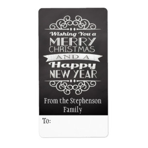 Chalkboard Wishing You Merry Christmas Gift Tag