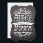 Chalkboard Wishing You Merry Christmas Invitation<br><div class="desc">..and a happy new year! Fresh modern vintage country design,  dark slate grey background with white lettering and decorative elements.</div>