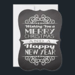 Chalkboard Wishing You Merry Christmas Invitation<br><div class="desc">..and a happy new year! Fresh modern vintage country design,  dark slate grey background with white lettering and decorative elements.</div>