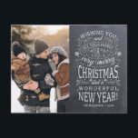 Chalkboard Wishing you Very Merry Christmas Photo Postcard<br><div class="desc">Typography driven photo holiday cards with the words "Wishing you and all your family a very merry Christmas and a wonderful New Year".</div>