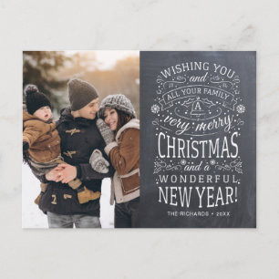 Chalkboard Wishing you Very Merry Christmas Photo Postcard