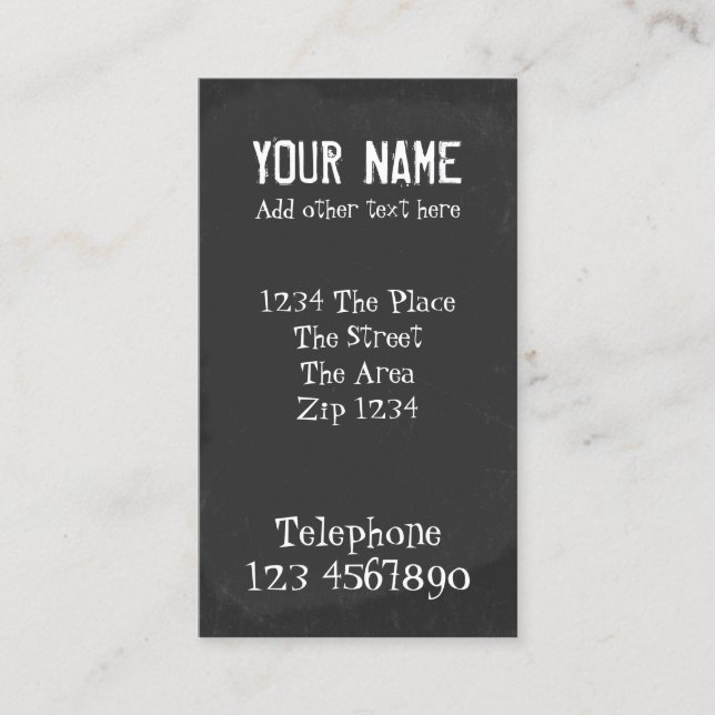 Chalkboard With Chalk Text Effect Business Card (Front)