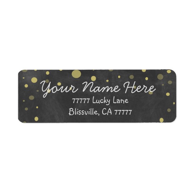 Chalkboard with Gold Dots Return Address Label (Front)