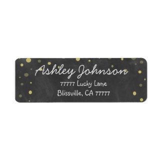 Chalkboard with Gold Polka Dots Return Address Label