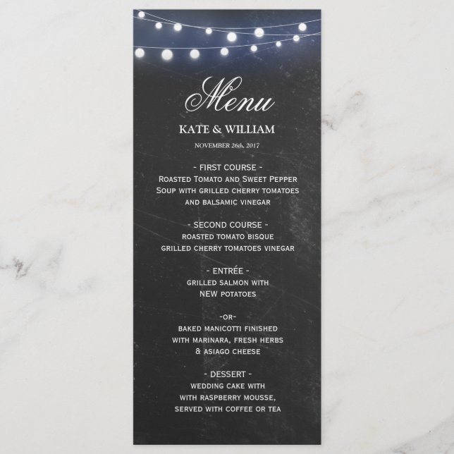 Chalkboard with lights  MENU Card (Front)