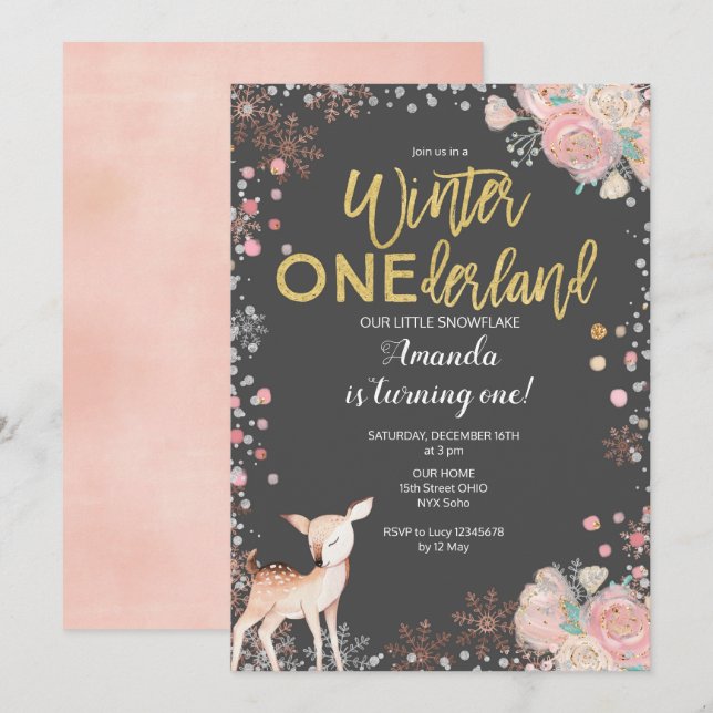 Chalkboard Woodland Deer Baby Shower Invitation (Front/Back)