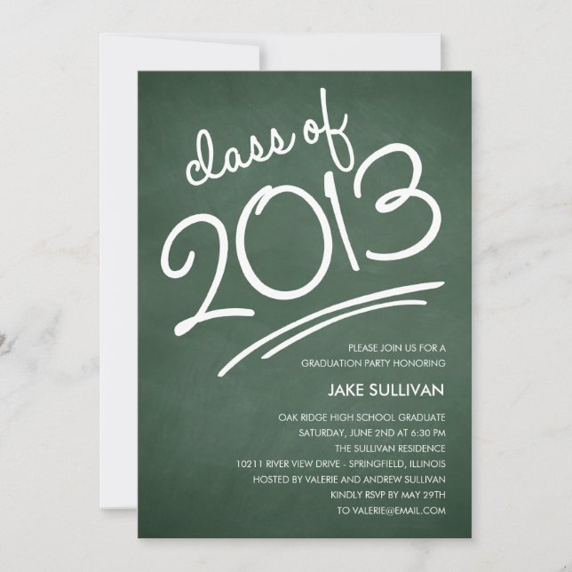 Chalkboard Writing Graduation Invitation (Front)