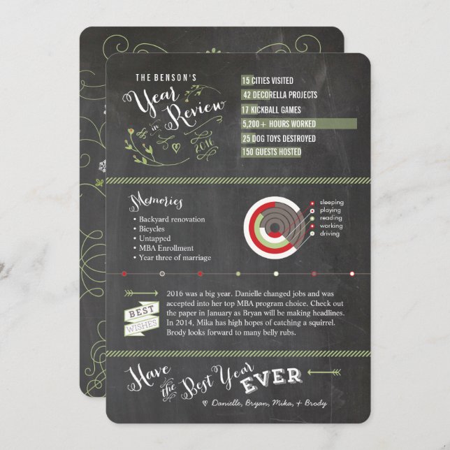 Chalkboard Year in Review Photo Cards - Christmas (Front/Back)