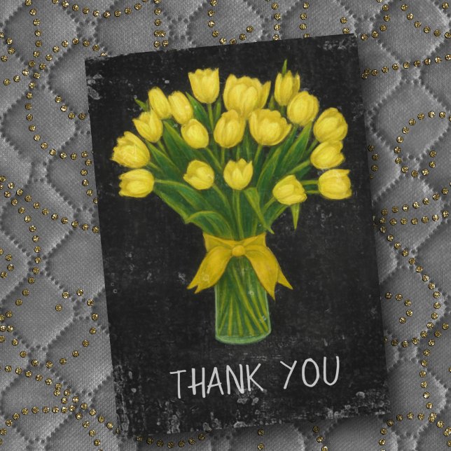 Chalkboard Yellow Tulips Thank You Card (Creator Uploaded)