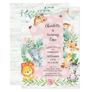 ChalkboardJungle Big One Girls Birthday Invitation