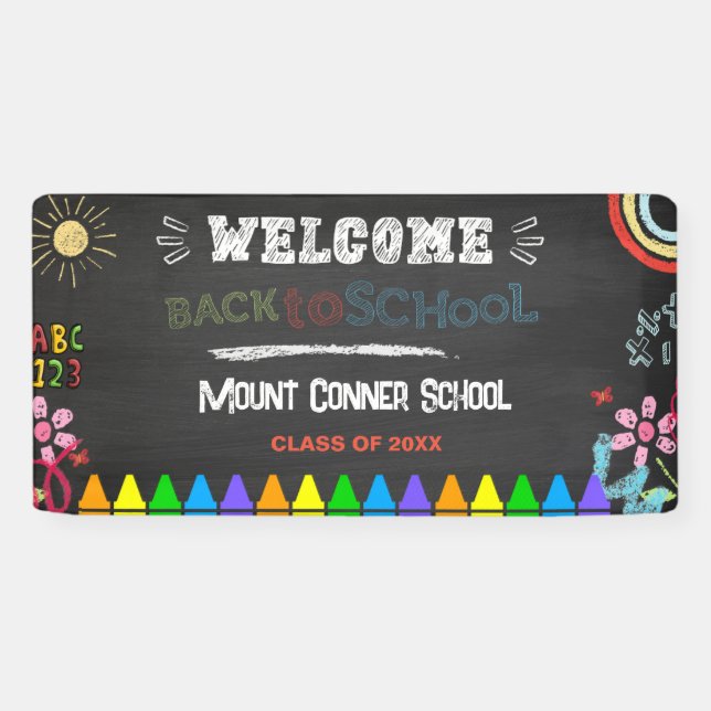 Chalkbord Welcome Back To School Red Banner (Horizontal)