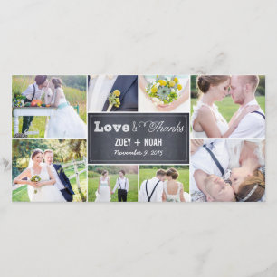 Chalked Collage Wedding Thank You Photo Cards