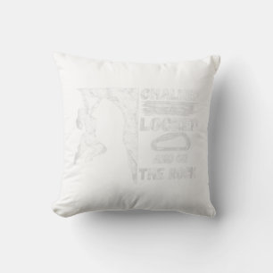 Chalked locked and on the rock climbing girl  cushion