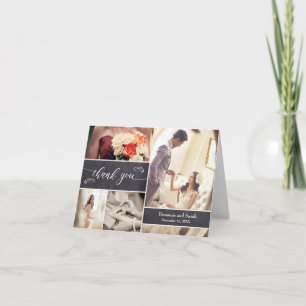 Chalked Photo Collage Rustic Wedding Thank You Card