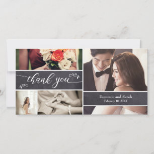Chalked, Photo Collage Rustic Wedding Thank You Card