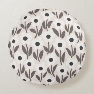 Chalkflower Garden Calm Neutral  Round Cushion