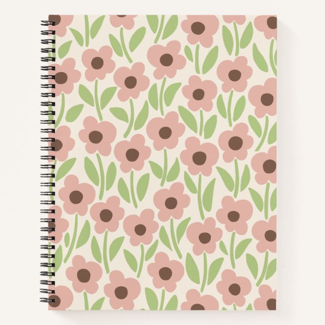 Chalkflower Garden Retro Pastel-Inspired  Notebook (Front)