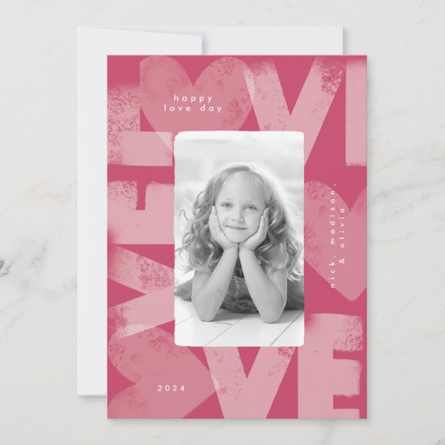 Chalky Graffiti Fun Red Valentine Photo Card (Front)