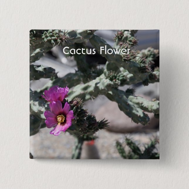Challa Cactus in bloom 15 Cm Square Badge (Front)