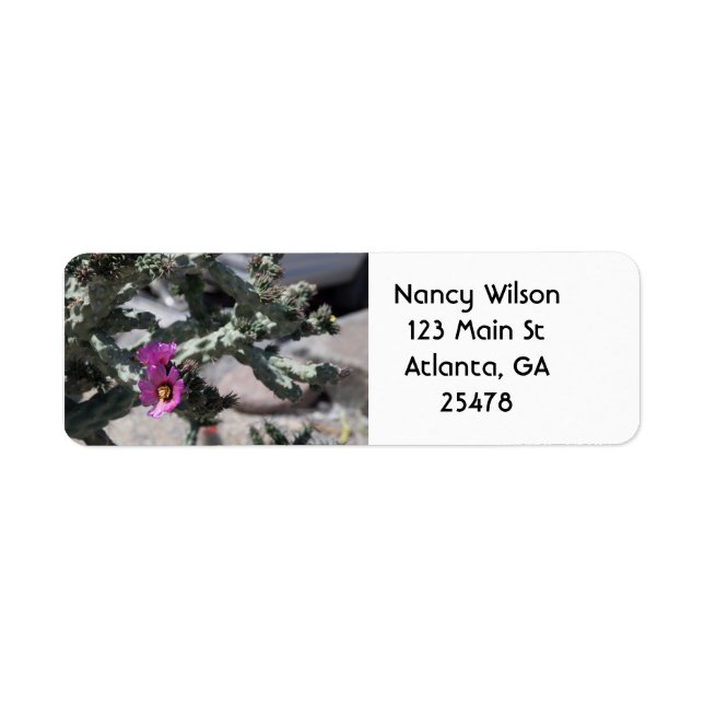 Challa Cactus in bloom Return Address Label (Front)