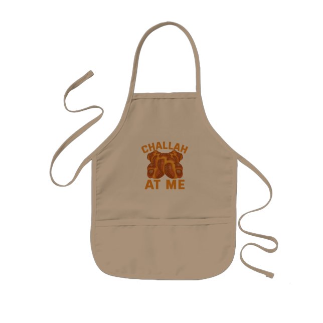 Challah At Me Funny Jewish Hanukkah Holiday Gift Kids Apron (Front)