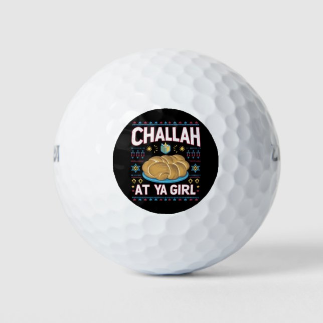Challah At Ya Girl Funny Hanukkah Food Chanukah Golf Balls (Front)
