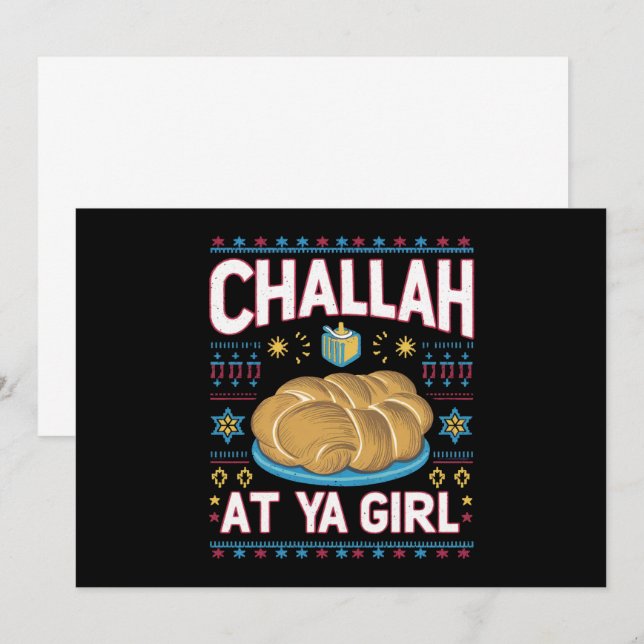 Challah At Ya Girl Funny Hanukkah Food Chanukah Invitation (Front/Back)
