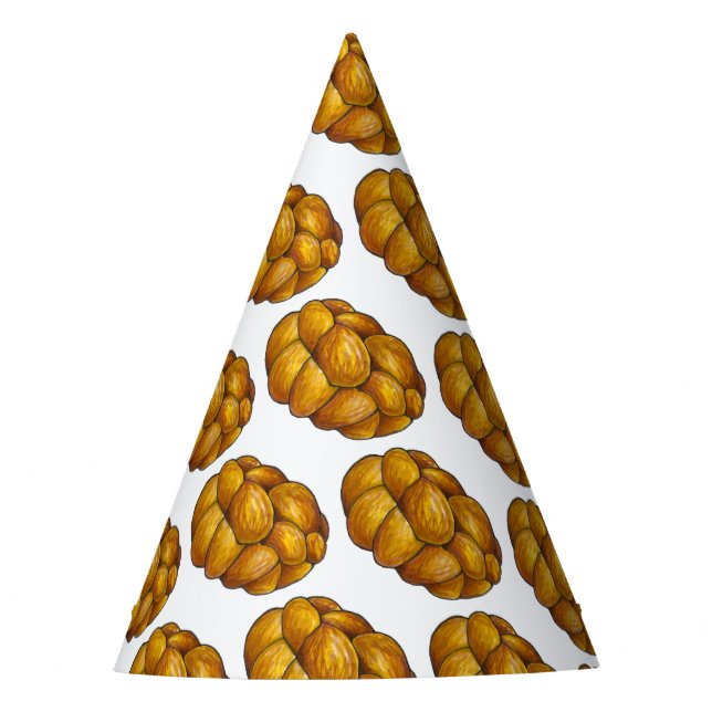Challah Braided Jewish Bakery Bread Loaf Hanukkah Party Hat (Front)