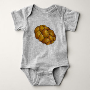 CHALLAH! Challah Bread Loaf Jewish Holidays Foodie Baby Bodysuit