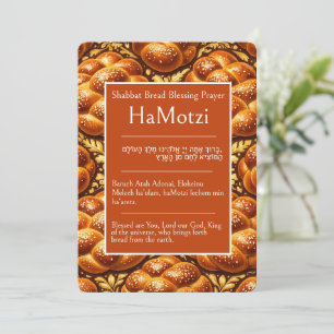 Challah, Shabbat Bread Blessing Prayer, HaMotzi, Card