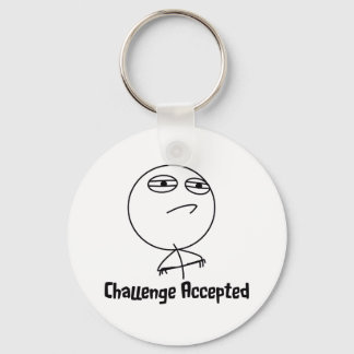 Challenge Accepted Black & White Text Key Ring