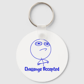 Challenge Accepted Blue & White Text Key Ring