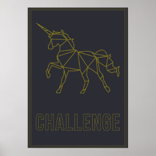 Challenge affirmation poster origami unicorn horse