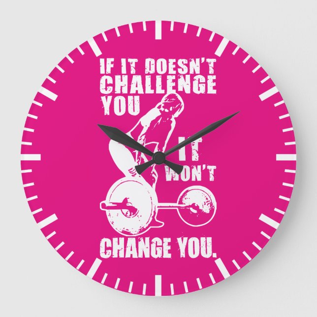 CHALLENGE and CHANGE. Women's Workout Motivational Large Clock (Front)
