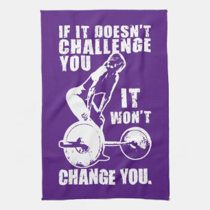 CHALLENGE and CHANGE. Women's Workout Motivational Tea Towel
