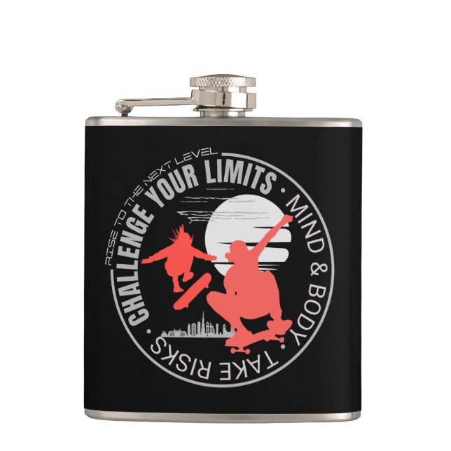 Challenge Your Limits Next Level Inspirational  Hip Flask (Front)