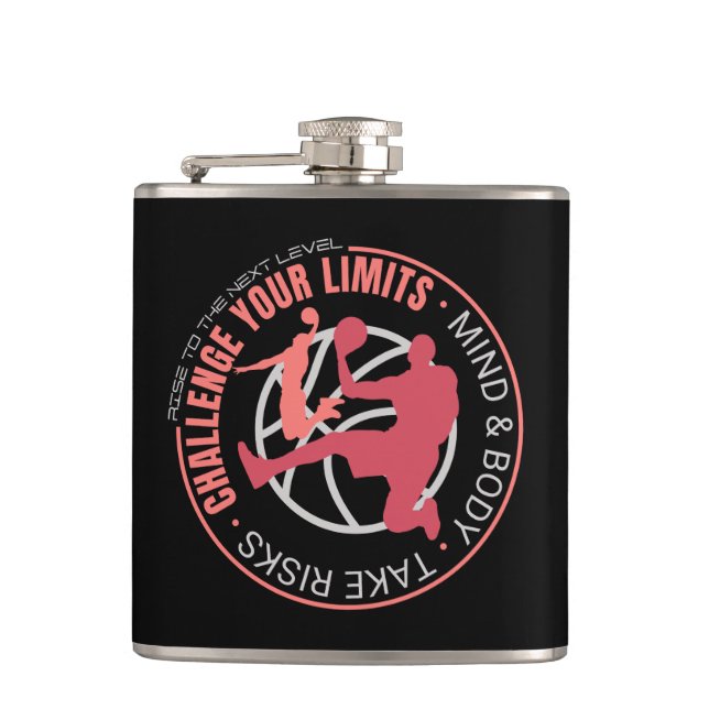 Challenge Your Limits Next Level Inspirational Hip Flask (Front)