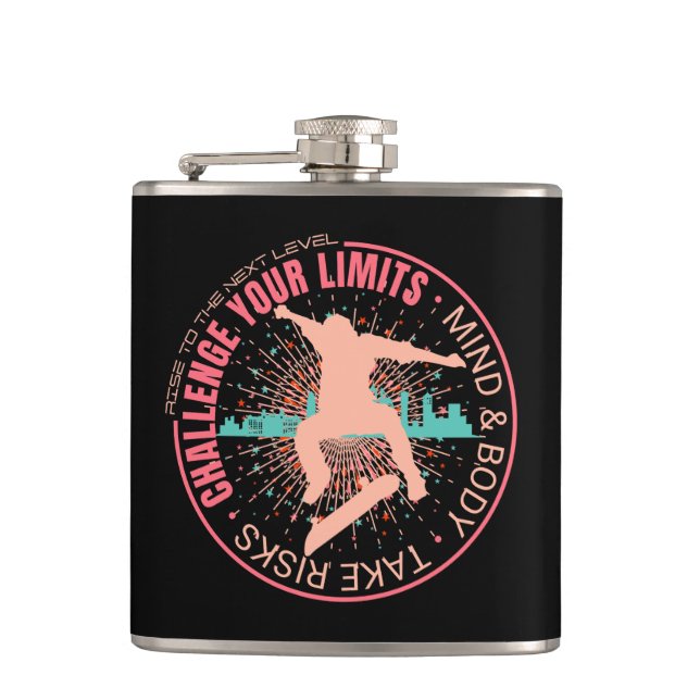 Challenge Your Limits Next Level Inspirational  Hip Flask (Front)