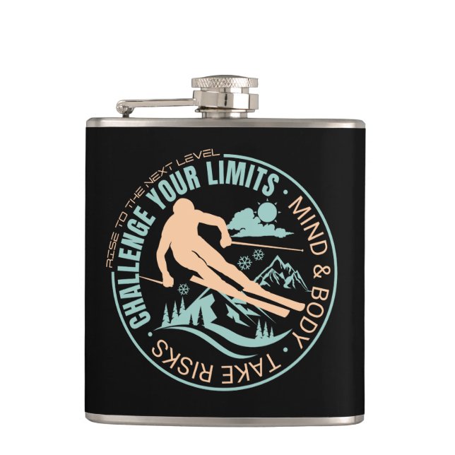 Challenge Your Limits Next Level Inspirational  Hip Flask (Front)