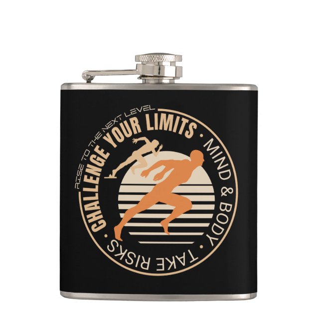 Challenge Your Limits Next Level Inspirational  Hip Flask (Front)